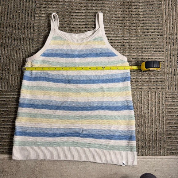 Abercrombie Girls Crochet Tank Top Blue Yellow Cream Stiped - Picture 3 of 5
